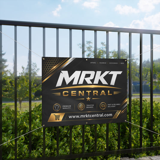 MRKT Central Matte Vinyl Banner — Black & Gold Outdoor Sign