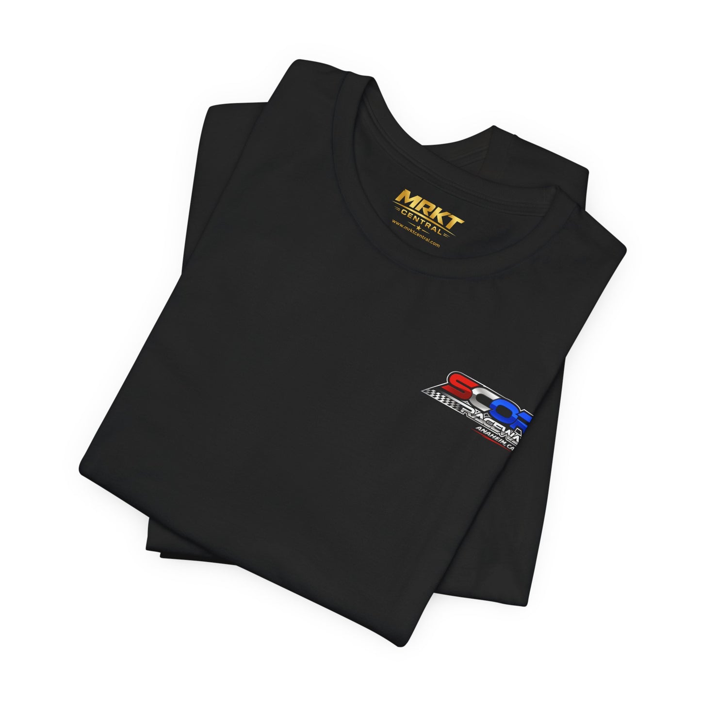 Sample - Race Car T-Shirt – Retro American Stock Car Design with Checkered Flag