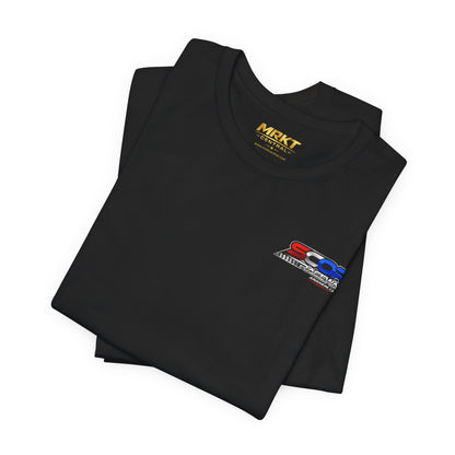 Sample - Race Car T-Shirt – Retro American Stock Car Design with Checkered Flag