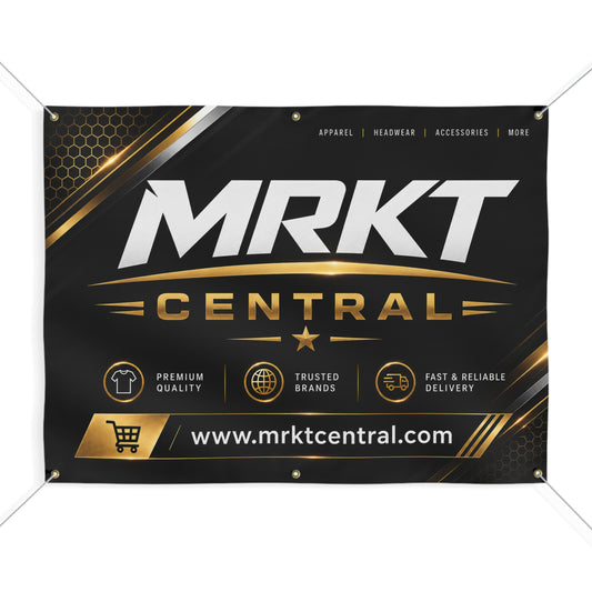 MRKT Central Matte Vinyl Banner — Black & Gold Outdoor Sign