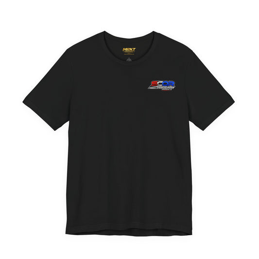 Sample - Race Car T-Shirt – Retro American Stock Car Design with Checkered Flag