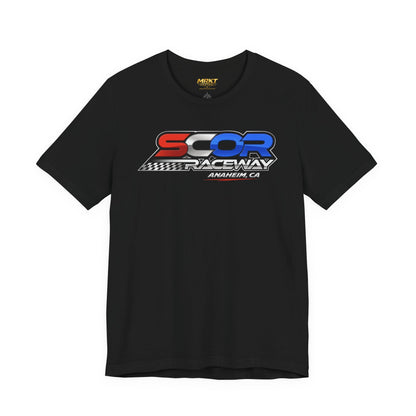 SCOR Raceway Anaheim Graphic Tee — Racing Flag Logo T‑Shirt