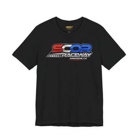 SCOR Raceway Anaheim Graphic Tee — Racing Flag Logo T‑Shirt